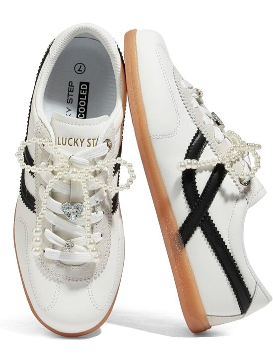 Shoes - Women's White Black Classic Retro Casual Fashion Gum Sole Running Walking Shoes